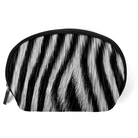 Zebra Texture, Zebra Wool, White Black Background Accessory Pouch (Large) from ArtsNow.com Back