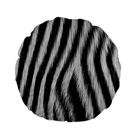 Zebra Texture, Zebra Wool, White Black Background Standard 15  Premium Flano Round Cushions from ArtsNow.com Front