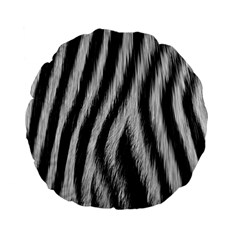 Zebra Texture, Zebra Wool, White Black Background Standard 15  Premium Flano Round Cushions from ArtsNow.com Front