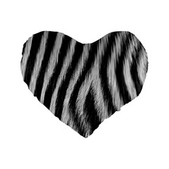 Zebra Texture, Zebra Wool, White Black Background Standard 16  Premium Flano Heart Shape Cushions from ArtsNow.com Front