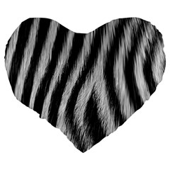 Zebra Texture, Zebra Wool, White Black Background Large 19  Premium Flano Heart Shape Cushions from ArtsNow.com Back