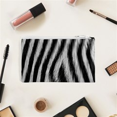 Zebra Texture, Zebra Wool, White Black Background Cosmetic Bag (XS) from ArtsNow.com Back