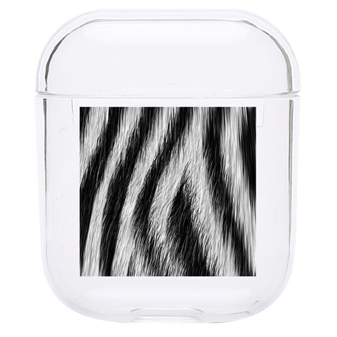 Zebra Texture, Zebra Wool, White Black Background Hard PC AirPods 1/2 Case from ArtsNow.com Front