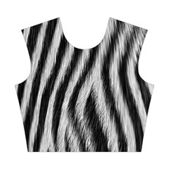 Zebra Texture, Zebra Wool, White Black Background Cotton Crop Top from ArtsNow.com Front