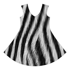 Zebra Texture, Zebra Wool, White Black Background Short Sleeve V Front