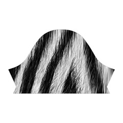 Zebra Texture, Zebra Wool, White Black Background Short Sleeve V Left Sleeve