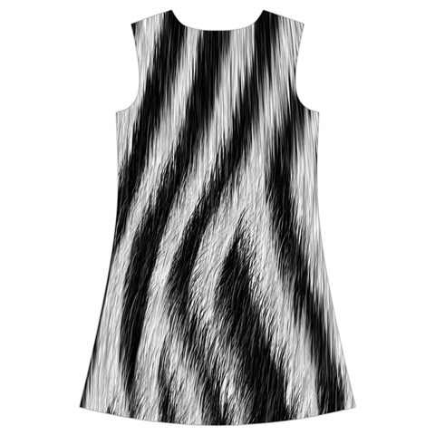 Zebra Texture, Zebra Wool, White Black Background Kids  Short Sleeve Velvet Dress from ArtsNow.com Back