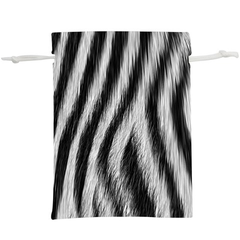 Zebra Texture, Zebra Wool, White Black Background Lightweight Drawstring Pouch (XL) from ArtsNow.com Front