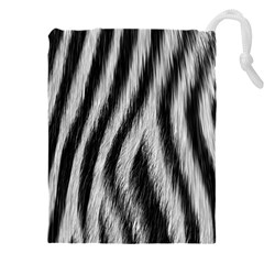 Zebra Texture, Zebra Wool, White Black Background Drawstring Pouch (5XL) from ArtsNow.com Front