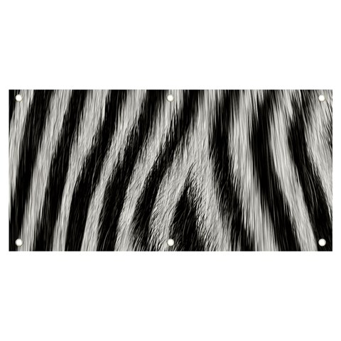 Zebra Texture, Zebra Wool, White Black Background Banner and Sign 4  x 2  from ArtsNow.com Front