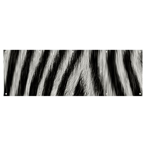 Zebra Texture, Zebra Wool, White Black Background Banner and Sign 12  x 4  from ArtsNow.com Front