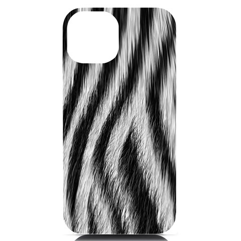 Zebra Texture, Zebra Wool, White Black Background iPhone 14 Black UV Print Case from ArtsNow.com Front