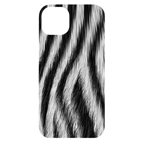 Zebra Texture, Zebra Wool, White Black Background iPhone 14 Plus Black UV Print Case from ArtsNow.com Front