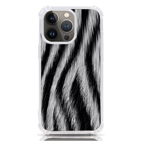 Zebra Texture, Zebra Wool, White Black Background iPhone 13 Pro TPU UV Print Case from ArtsNow.com Front