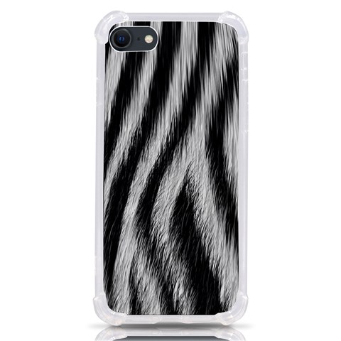 Zebra Texture, Zebra Wool, White Black Background iPhone SE from ArtsNow.com Front