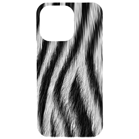 Zebra Texture, Zebra Wool, White Black Background iPhone 15 Pro Max Black UV Print PC Hardshell Case from ArtsNow.com Front