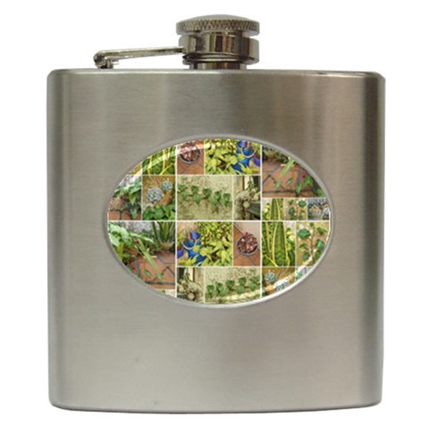 Garden Sanctuary Photo Collage Print Hip Flask (6 oz) from ArtsNow.com Front