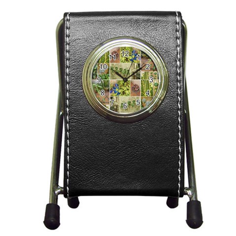 Garden Sanctuary Photo Collage Print Pen Holder Desk Clock from ArtsNow.com Front