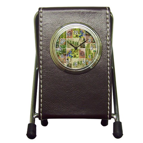 Garden Sanctuary Photo Collage Print Pen Holder Desk Clock from ArtsNow.com Front