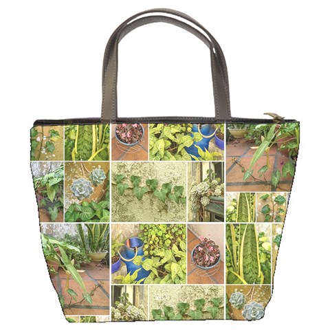 Garden Sanctuary Photo Collage Print Bucket Bag from ArtsNow.com Back