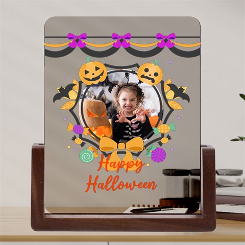 Personalized Photo Ribbon with Pumpkin Frame Acrylic UV Print 6  Tabletop Frame Acrylic UV Print 6  Tabletop Frame (U Front