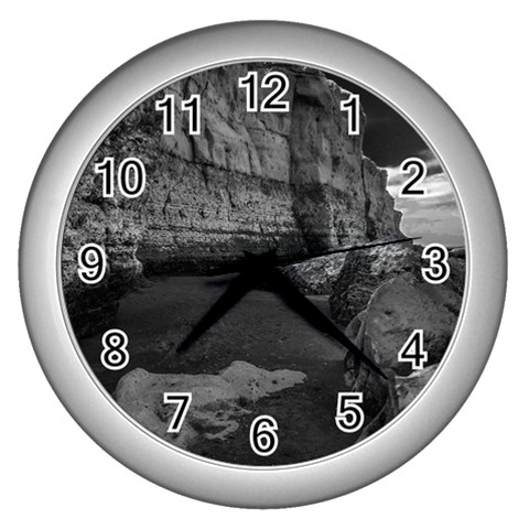 Timeless Shores, Las grutas beach, Rio negro, Argentina Wall Clock (Silver) from ArtsNow.com Front