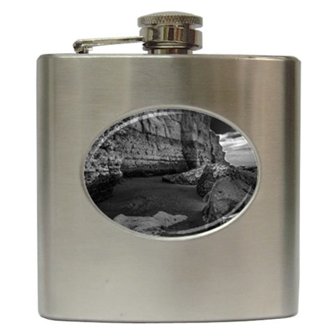 Timeless Shores, Las grutas beach, Rio negro, Argentina Hip Flask (6 oz) from ArtsNow.com Front