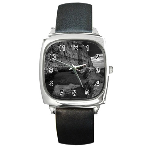 Timeless Shores, Las grutas beach, Rio negro, Argentina Square Metal Watch from ArtsNow.com Front