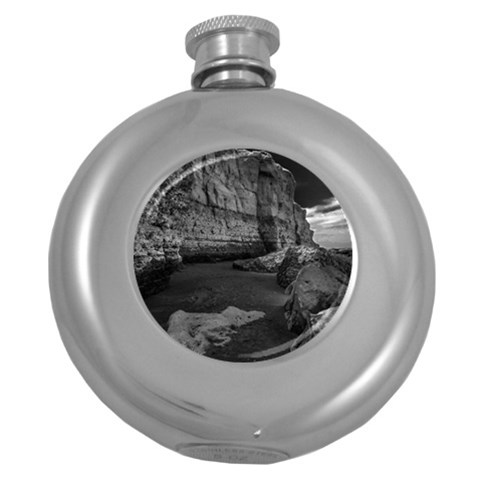 Timeless Shores, Las grutas beach, Rio negro, Argentina Round Hip Flask (5 oz) from ArtsNow.com Front