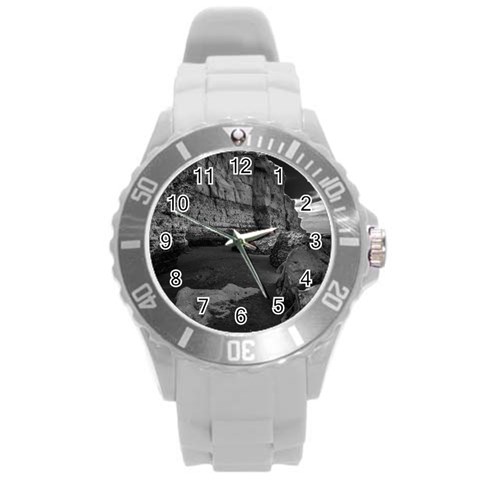 Timeless Shores, Las grutas beach, Rio negro, Argentina Round Plastic Sport Watch (L) from ArtsNow.com Front