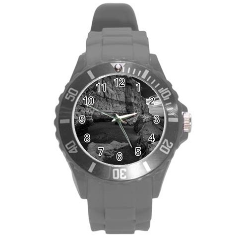 Timeless Shores, Las grutas beach, Rio negro, Argentina Round Plastic Sport Watch (L) from ArtsNow.com Front