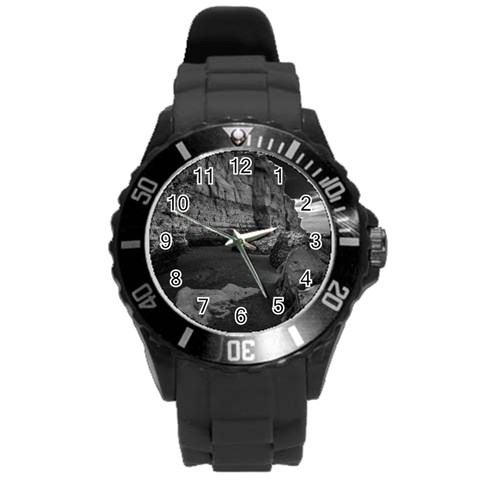 Timeless Shores, Las grutas beach, Rio negro, Argentina Round Plastic Sport Watch (L) from ArtsNow.com Front