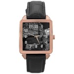 Timeless Shores, Las grutas beach, Rio negro, Argentina Rose Gold Leather Watch 