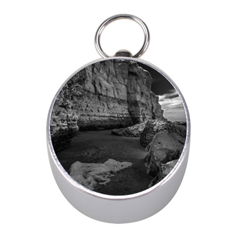 Timeless Shores, Las grutas beach, Rio negro, Argentina Mini Silver Compasses from ArtsNow.com Front