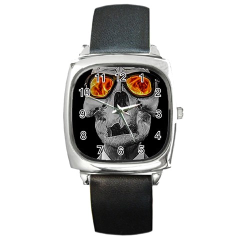 Gothic Elegance, Ironic Dark Art (AI) Square Metal Watch from ArtsNow.com Front