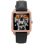 Gothic Elegance, Ironic Dark Art (AI) Rose Gold Leather Watch 