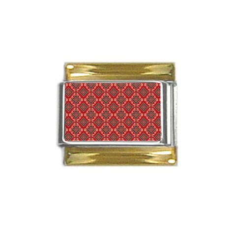 Illustrations Ajrak Abstract Design Pattern Gold Trim Italian Charm (9mm) from ArtsNow.com Front