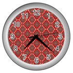 Illustrations Ajrak Abstract Design Pattern Wall Clock (Silver)