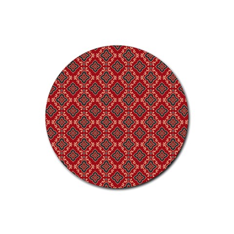 Illustrations Ajrak Abstract Design Pattern Rubber Coaster (Round) from ArtsNow.com Front