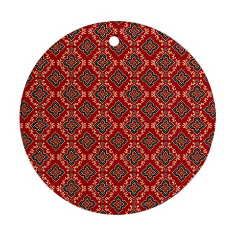 Illustrations Ajrak Abstract Design Pattern Round Ornament (Two Sides) from ArtsNow.com Back