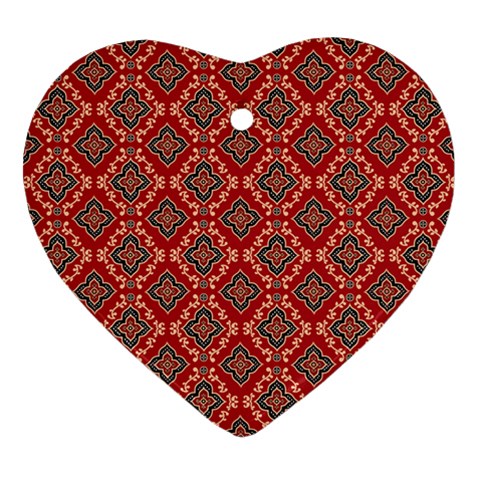 Illustrations Ajrak Abstract Design Pattern Heart Ornament (Two Sides) from ArtsNow.com Front