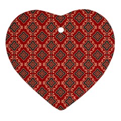 Illustrations Ajrak Abstract Design Pattern Heart Ornament (Two Sides) from ArtsNow.com Front