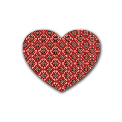 Illustrations Ajrak Abstract Design Pattern Rubber Heart Coaster (4 pack) from ArtsNow.com Front