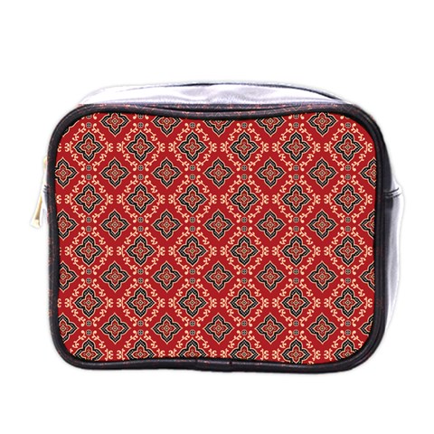 Illustrations Ajrak Abstract Design Pattern Mini Toiletries Bag (One Side) from ArtsNow.com Front