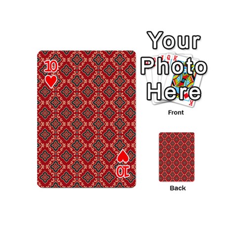 Illustrations Ajrak Abstract Design Pattern Playing Cards 54 Designs (Mini) from ArtsNow.com Front - Heart10