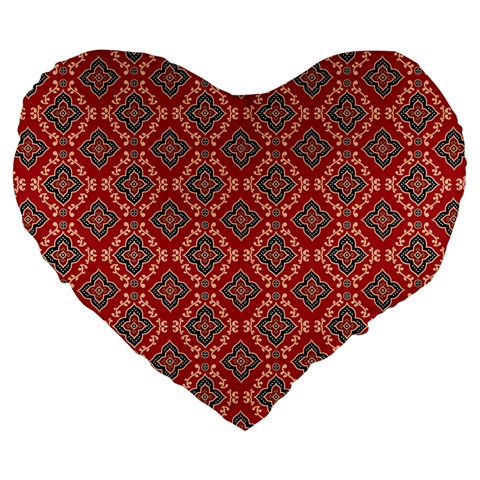 Illustrations Ajrak Abstract Design Pattern Large 19  Premium Heart Shape Cushions from ArtsNow.com Front