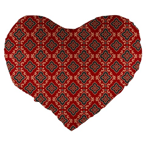 Illustrations Ajrak Abstract Design Pattern Large 19  Premium Heart Shape Cushions from ArtsNow.com Back