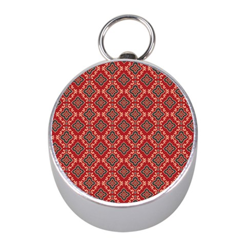 Illustrations Ajrak Abstract Design Pattern Mini Silver Compasses from ArtsNow.com Front