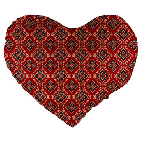 Illustrations Ajrak Abstract Design Pattern Large 19  Premium Flano Heart Shape Cushions from ArtsNow.com Front