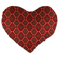 Illustrations Ajrak Abstract Design Pattern Large 19  Premium Flano Heart Shape Cushions from ArtsNow.com Front